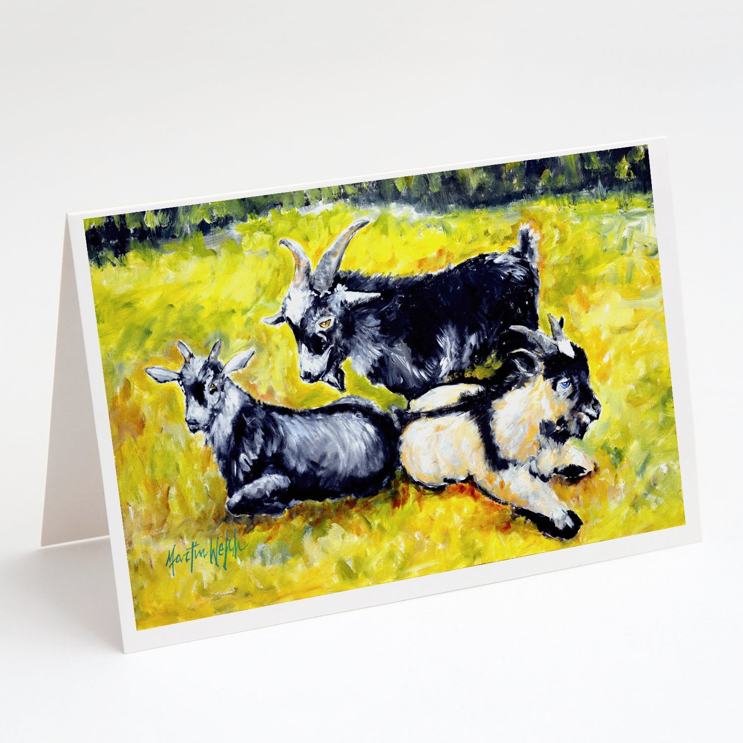 Three Goats Greeting Cards Pack of 8 Blank Cards with Envelopes Whimsical A7 Size 5x7