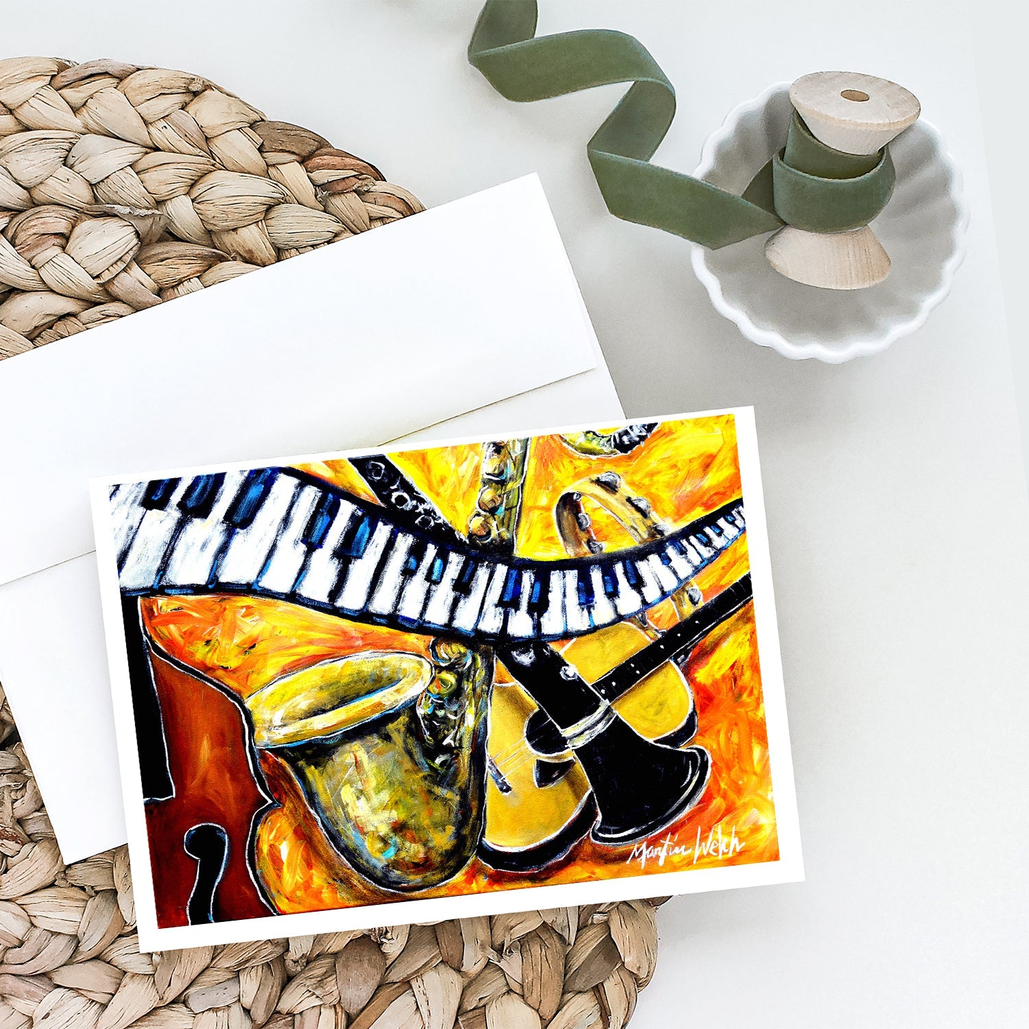 All That Jazz Greeting Cards Pack of 8 Blank Cards with Envelopes Whimsical A7 Size 5x7