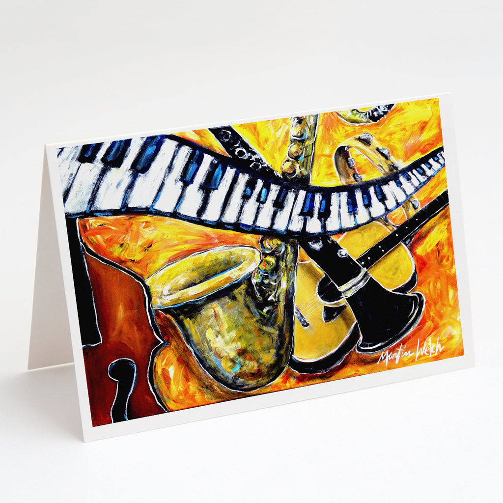 All That Jazz Greeting Cards Pack of 8 Blank Cards with Envelopes Whimsical A7 Size 5x7