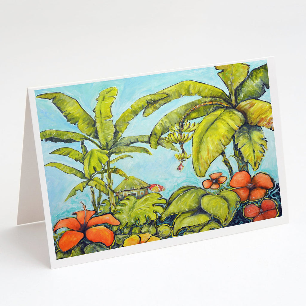 Banana Cabana Greeting Cards Pack of 8 Blank Cards with Envelopes Whimsical A7 Size 5x7