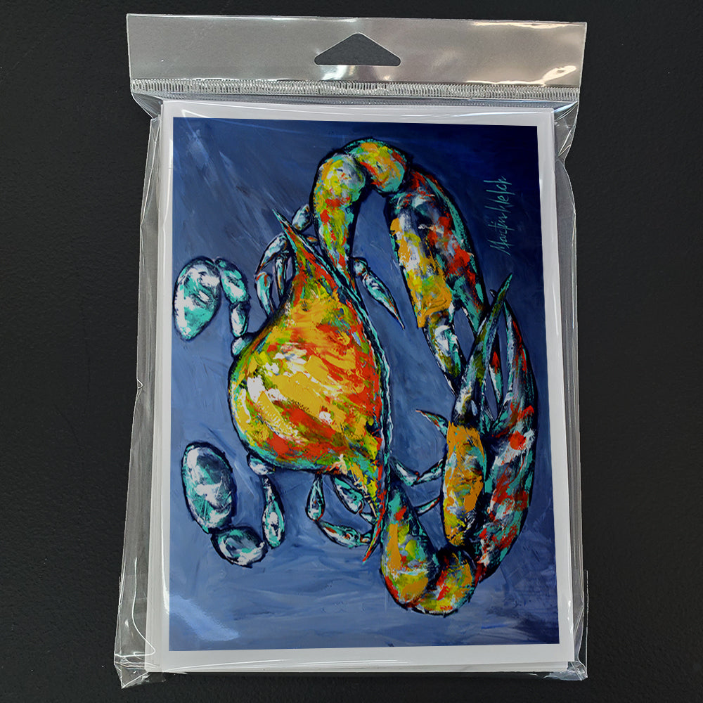 Blue Gray Kinda Day Crab Greeting Cards Pack of 8 Blank Cards with Envelopes Whimsical A7 Size 5x7