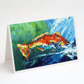 Break Through Red Fish Greeting Cards Pack of 8 Blank Cards with Envelopes Whimsical A7 Size 5x7