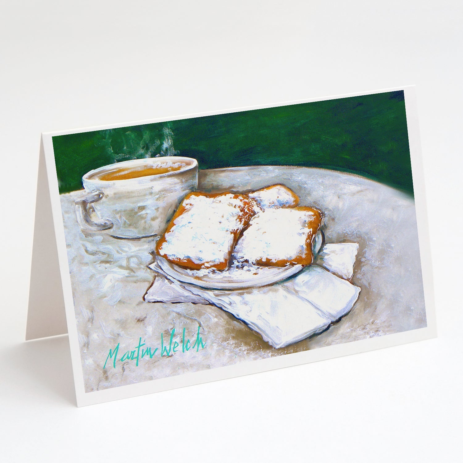 Breakfast Delight Beignets Greeting Cards Pack of 8 Blank Cards with Envelopes Whimsical A7 Size 5x7
