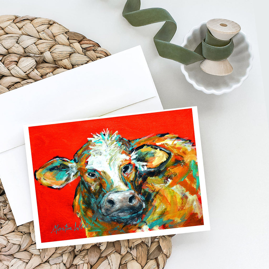 Caught Red Handed Cow Greeting Cards Pack of 8 Blank Cards with Envelopes Whimsical A7 Size 5x7