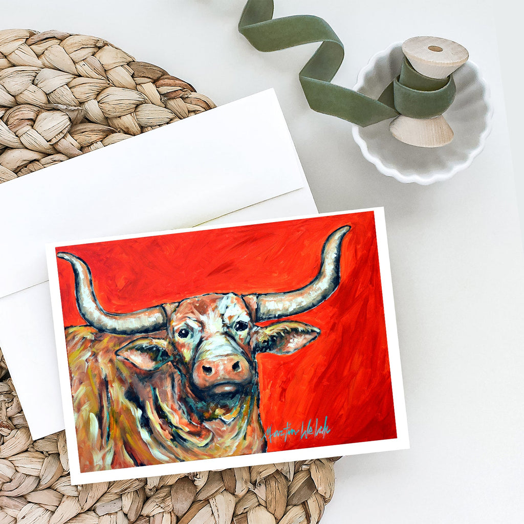 See Red Longhorn Cow Greeting Cards Pack of 8 Blank Cards with Envelopes Whimsical A7 Size 5x7