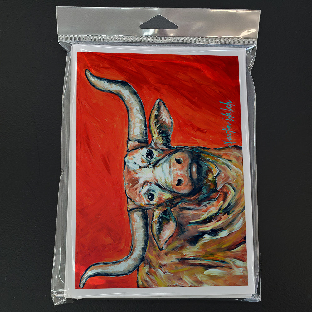 See Red Longhorn Cow Greeting Cards Pack of 8 Blank Cards with Envelopes Whimsical A7 Size 5x7