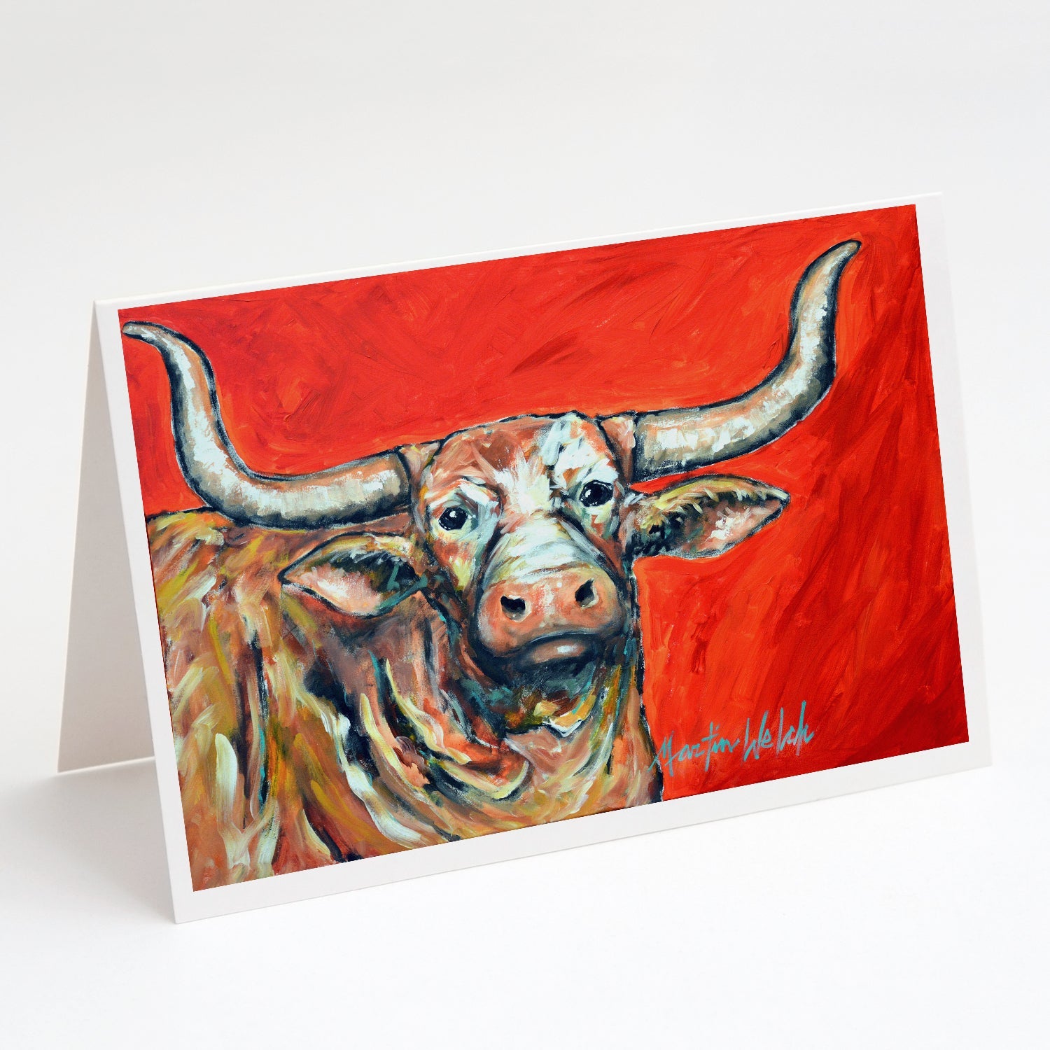 See Red Longhorn Cow Greeting Cards Pack of 8 Blank Cards with Envelopes Whimsical A7 Size 5x7