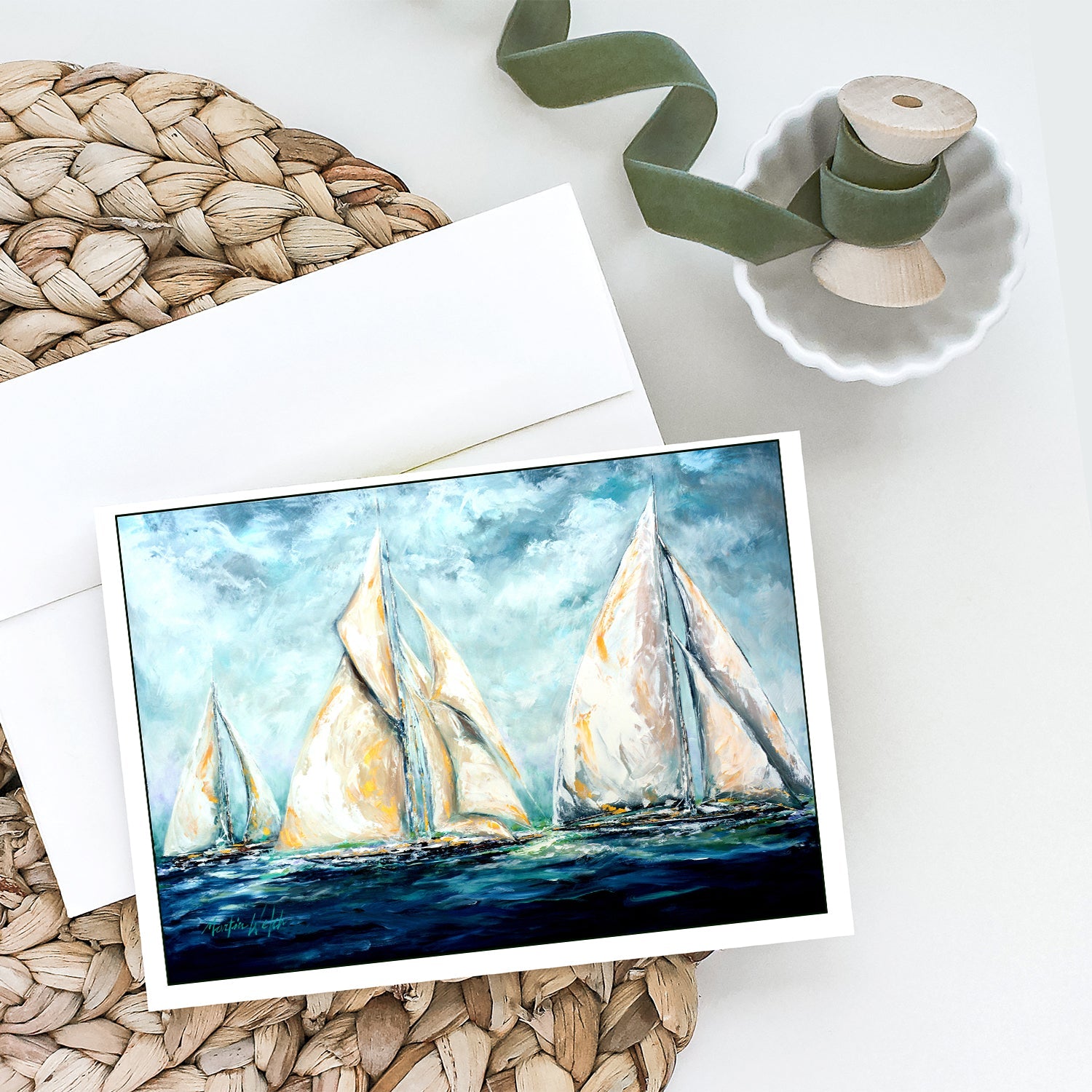 The Last Mile Sail boats Greeting Cards Pack of 8 Blank Cards with Envelopes Whimsical A7 Size 5x7