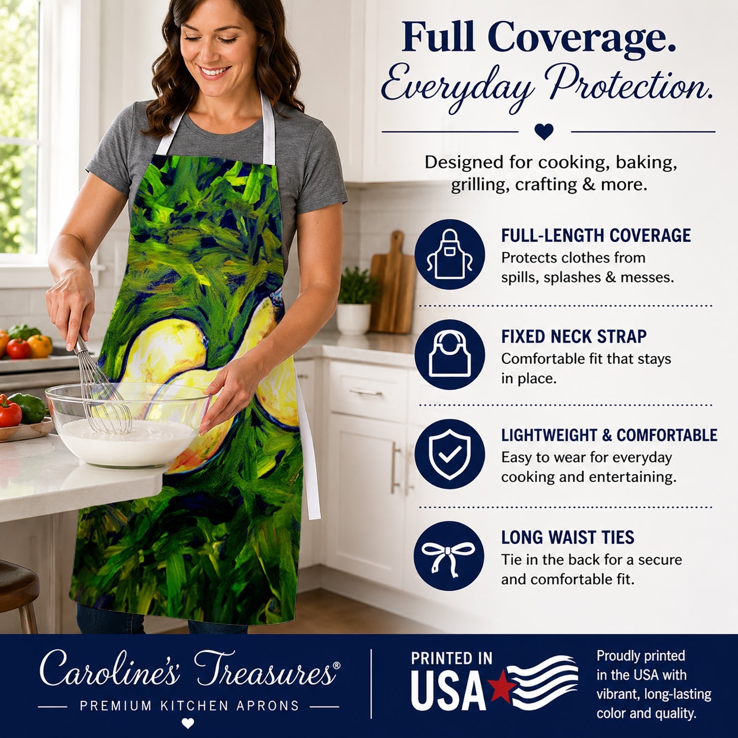 Three Crooks Squash Apron Cooking Kitchen Server Baking Crafts Gardening for Adult Women Men, Unisex, Large, Multicolor