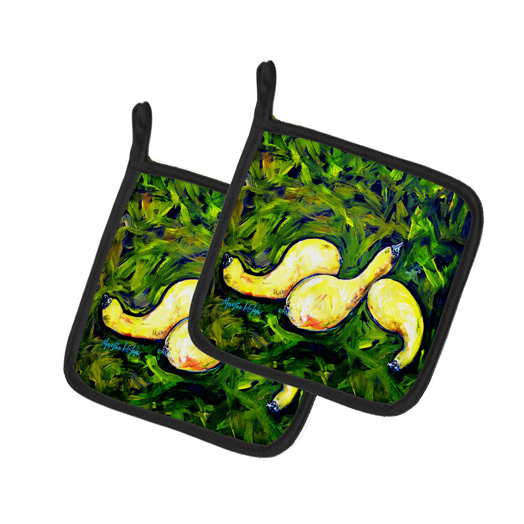 Three Crooks Squash Pot Holder Set of 2 Heat Resistant Quilted Hot Pads 7.5 x 7.5 Inch, Insulated Kitchen Trivets for Cooking & Baking