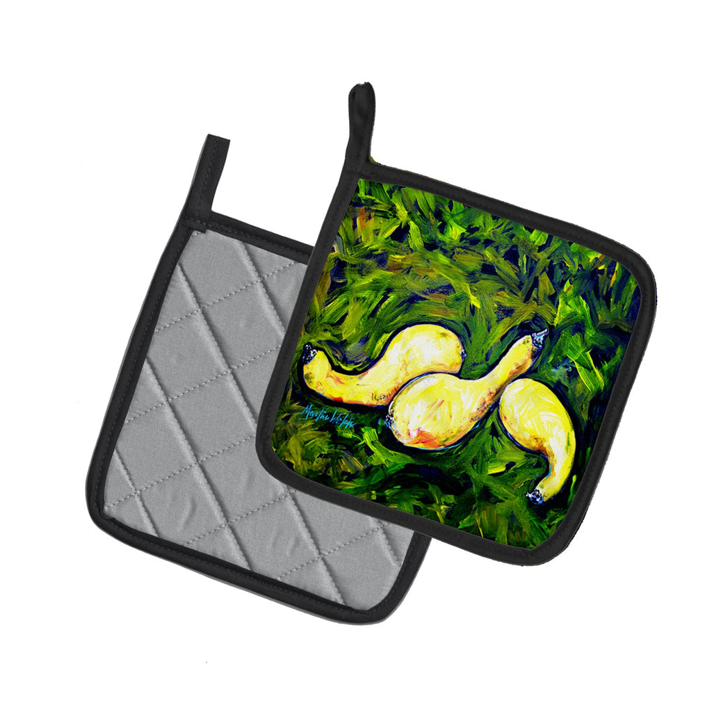 Three Crooks Squash Pot Holder Set of 2 Heat Resistant Quilted Hot Pads 7.5 x 7.5 Inch, Insulated Kitchen Trivets for Cooking & Baking