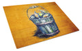 A Crab Bucket Cutting Board Tempered Glass Kitchen Cutting Surface, Heat Resistant Chopping, Non-Slip Feet, Food Prep & Serving