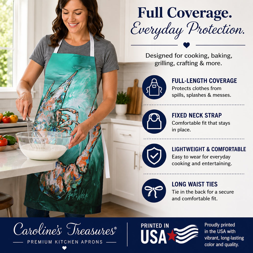 A Touch of Blue Shrimp Apron Cooking Kitchen Server Baking Crafts Gardening for Adult Women Men, Unisex, Large, Multicolor
