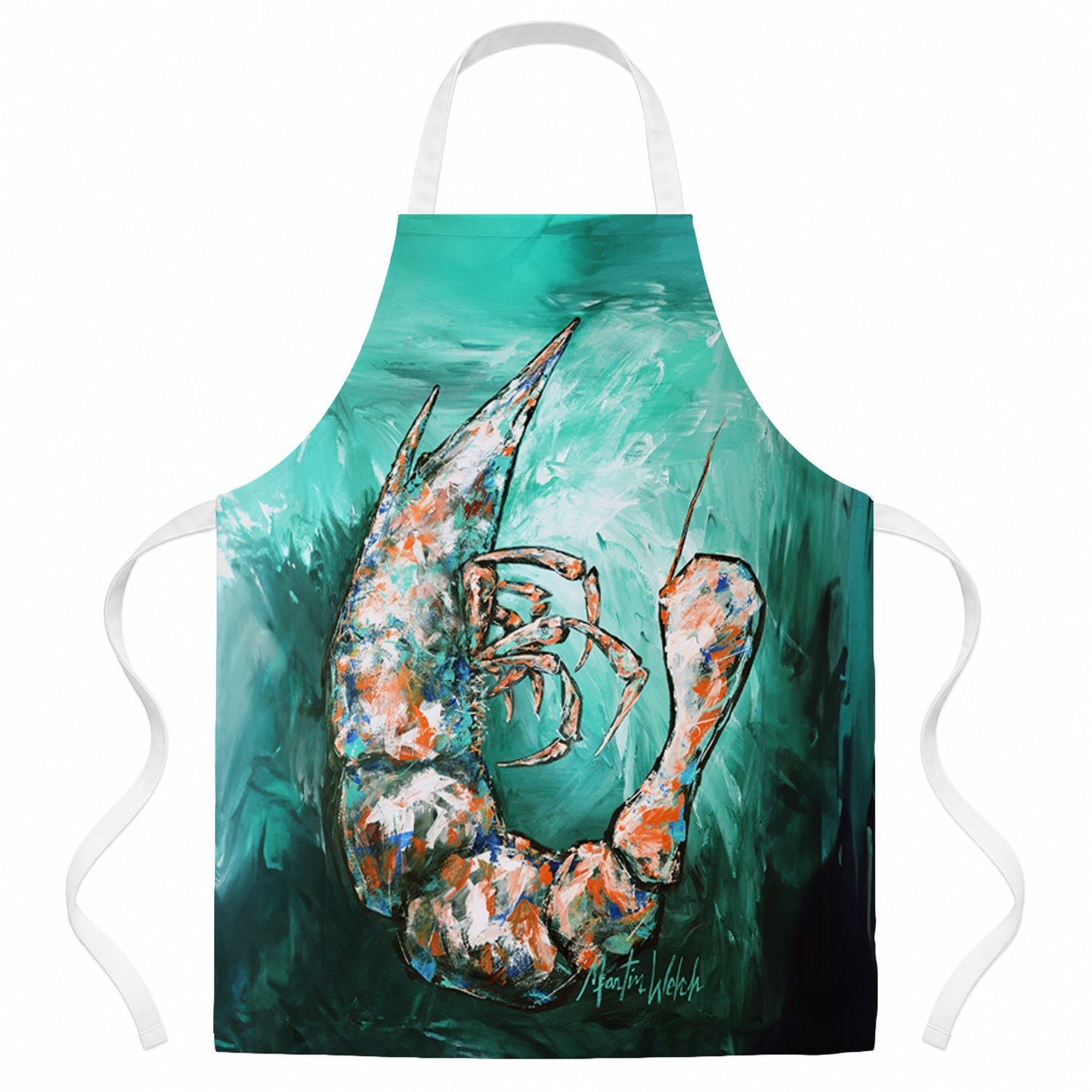 A Touch of Blue Shrimp Apron Cooking Kitchen Server Baking Crafts Gardening for Adult Women Men, Unisex, Large, Multicolor