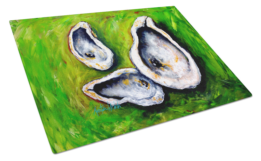 All Shucked Oysters Cutting Board Tempered Glass Kitchen Cutting Surface, Heat Resistant Chopping, Non-Slip Feet, Food Prep & Serving