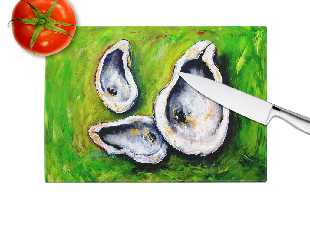 All Shucked Oysters Cutting Board Tempered Glass Kitchen Cutting Surface, Heat Resistant Chopping, Non-Slip Feet, Food Prep & Serving