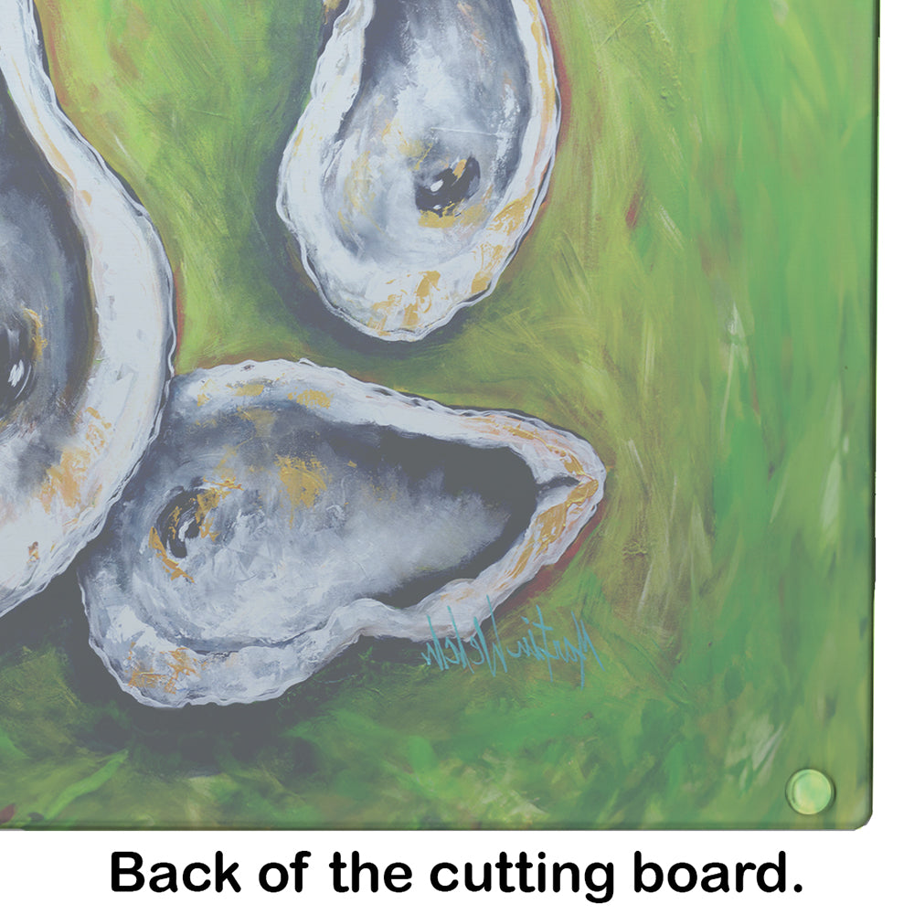 All Shucked Oysters Cutting Board Tempered Glass Kitchen Cutting Surface, Heat Resistant Chopping, Non-Slip Feet, Food Prep & Serving