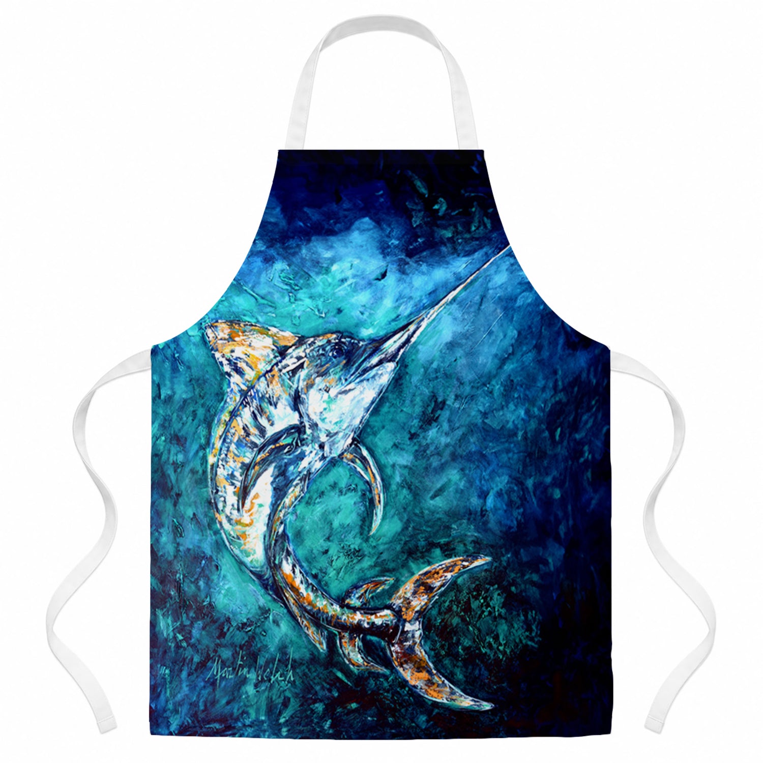 American Marlin Apron Cooking Kitchen Server Baking Crafts Gardening for Adult Women Men, Unisex, Large, Multicolor