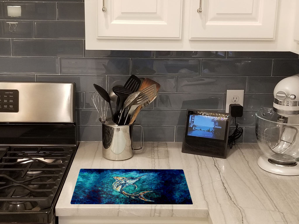 American Marlin Cutting Board Tempered Glass Kitchen Cutting Surface, Heat Resistant Chopping, Non-Slip Feet, Food Prep & Serving