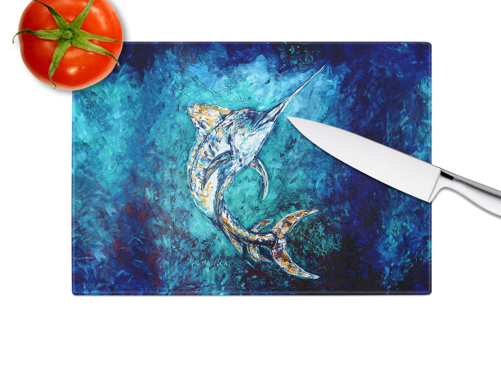 American Marlin Cutting Board Tempered Glass Kitchen Cutting Surface, Heat Resistant Chopping, Non-Slip Feet, Food Prep & Serving