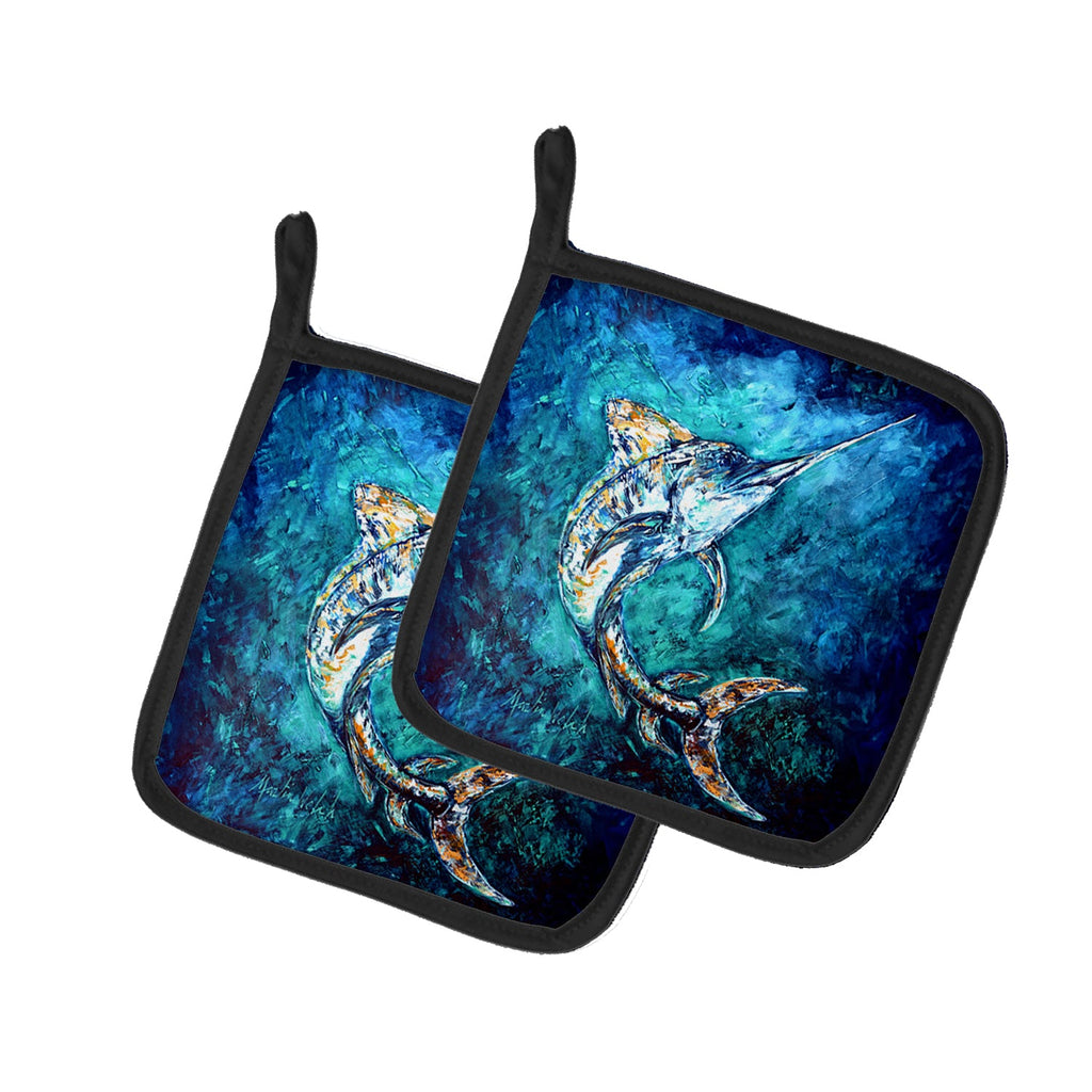 American Marlin Pot Holder Set of 2 Heat Resistant Quilted Hot Pads 7.5 x 7.5 Inch, Insulated Kitchen Trivets for Cooking & Baking