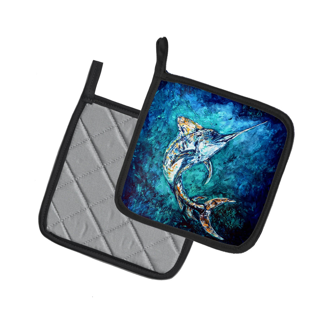American Marlin Pot Holder Set of 2 Heat Resistant Quilted Hot Pads 7.5 x 7.5 Inch, Insulated Kitchen Trivets for Cooking & Baking