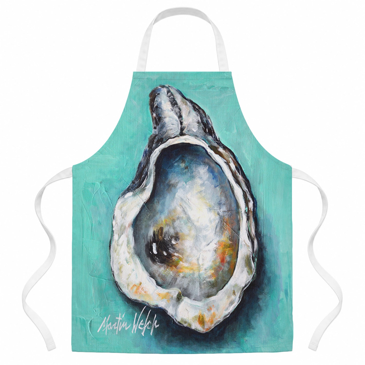 Aqua Pearl Oyster Apron Cooking Kitchen Server Baking Crafts Gardening for Adult Women Men, Unisex, Large, Multicolor