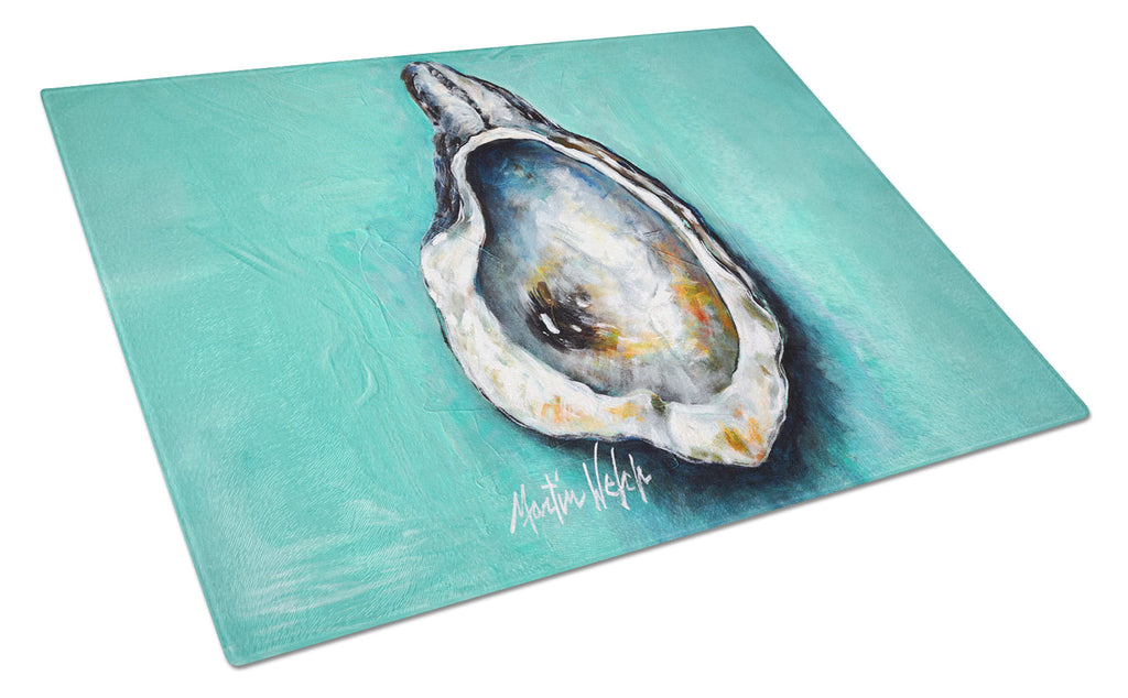 Aqua Pearl Oyster Cutting Board Tempered Glass Kitchen Cutting Surface, Heat Resistant Chopping, Non-Slip Feet, Food Prep & Serving