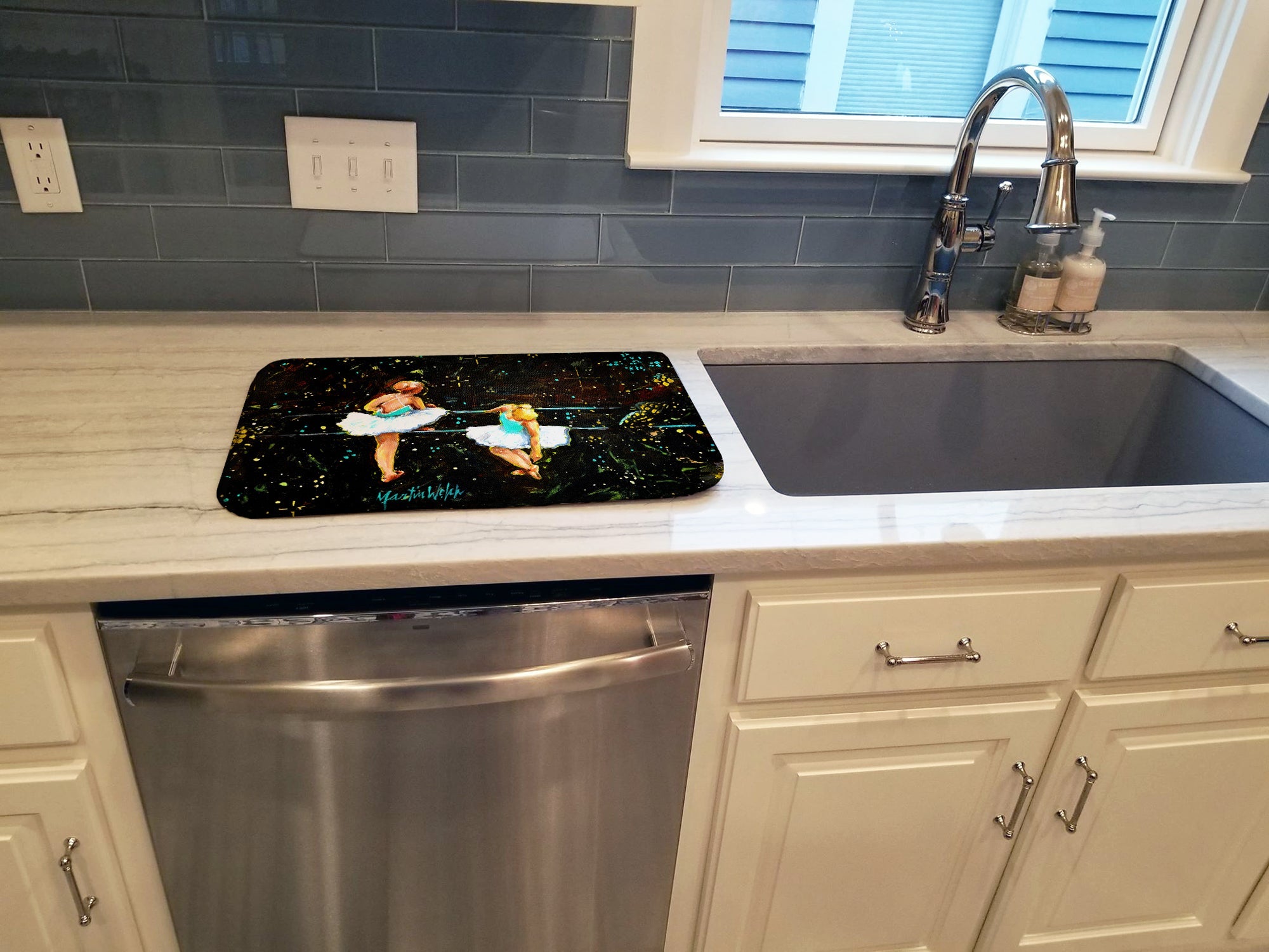 At Practice Ballet Dish Drying Mat Absorbent Dish Drying Mat Pad for Kitchen Counter Dish Drainer Mat for Countertop, 14 x 21", Multicolor