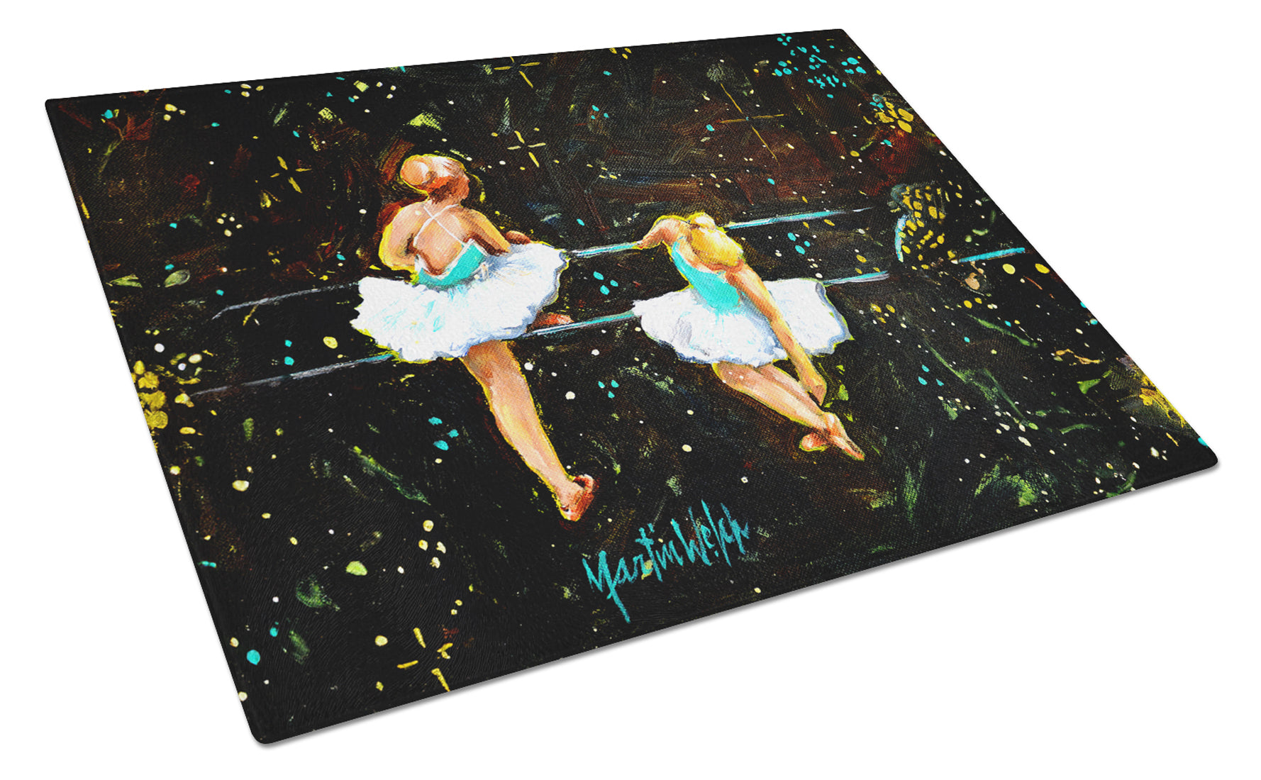 At Practice Ballet Cutting Board Tempered Glass Kitchen Cutting Surface, Heat Resistant Chopping, Non-Slip Feet, Food Prep & Serving