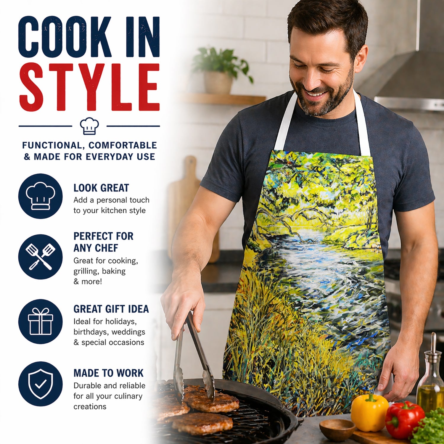 At The Grand Hotel Apron Cooking Kitchen Server Baking Crafts Gardening for Adult Women Men, Unisex, Large, Multicolor