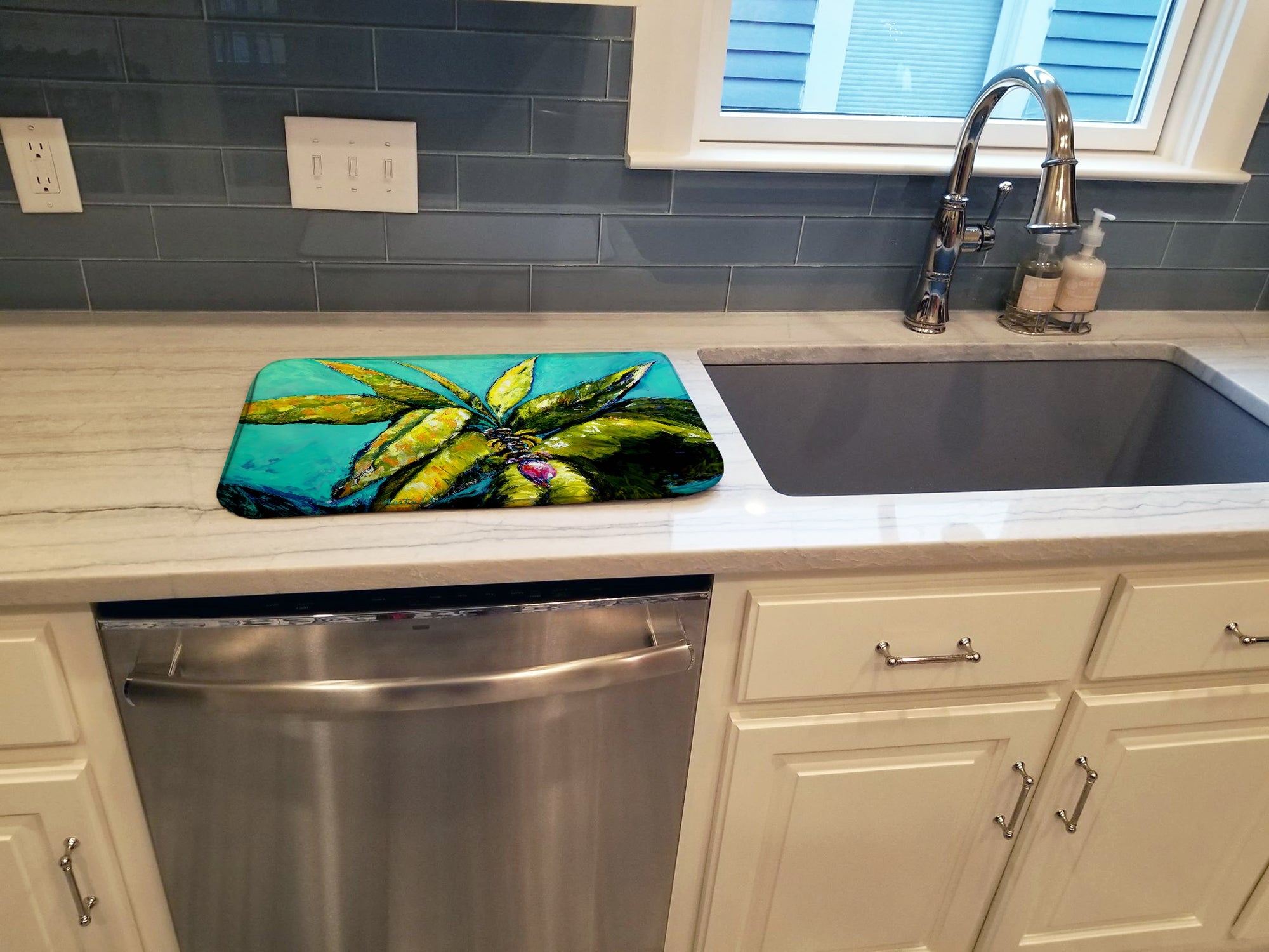 Baby Nanners Dish Drying Mat Absorbent Dish Drying Mat Pad for Kitchen Counter Dish Drainer Mat for Countertop, 14 x 21", Multicolor