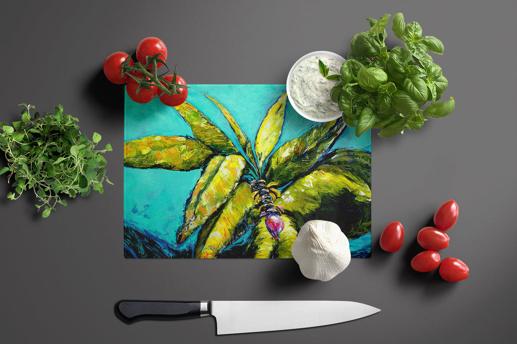 Baby Nanners Cutting Board Tempered Glass Kitchen Cutting Surface, Heat Resistant Chopping, Non-Slip Feet, Food Prep & Serving