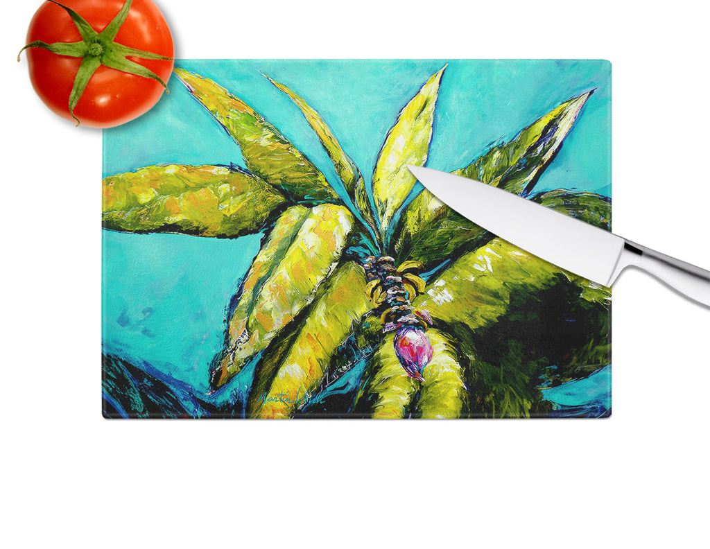 Baby Nanners Cutting Board Tempered Glass Kitchen Cutting Surface, Heat Resistant Chopping, Non-Slip Feet, Food Prep & Serving