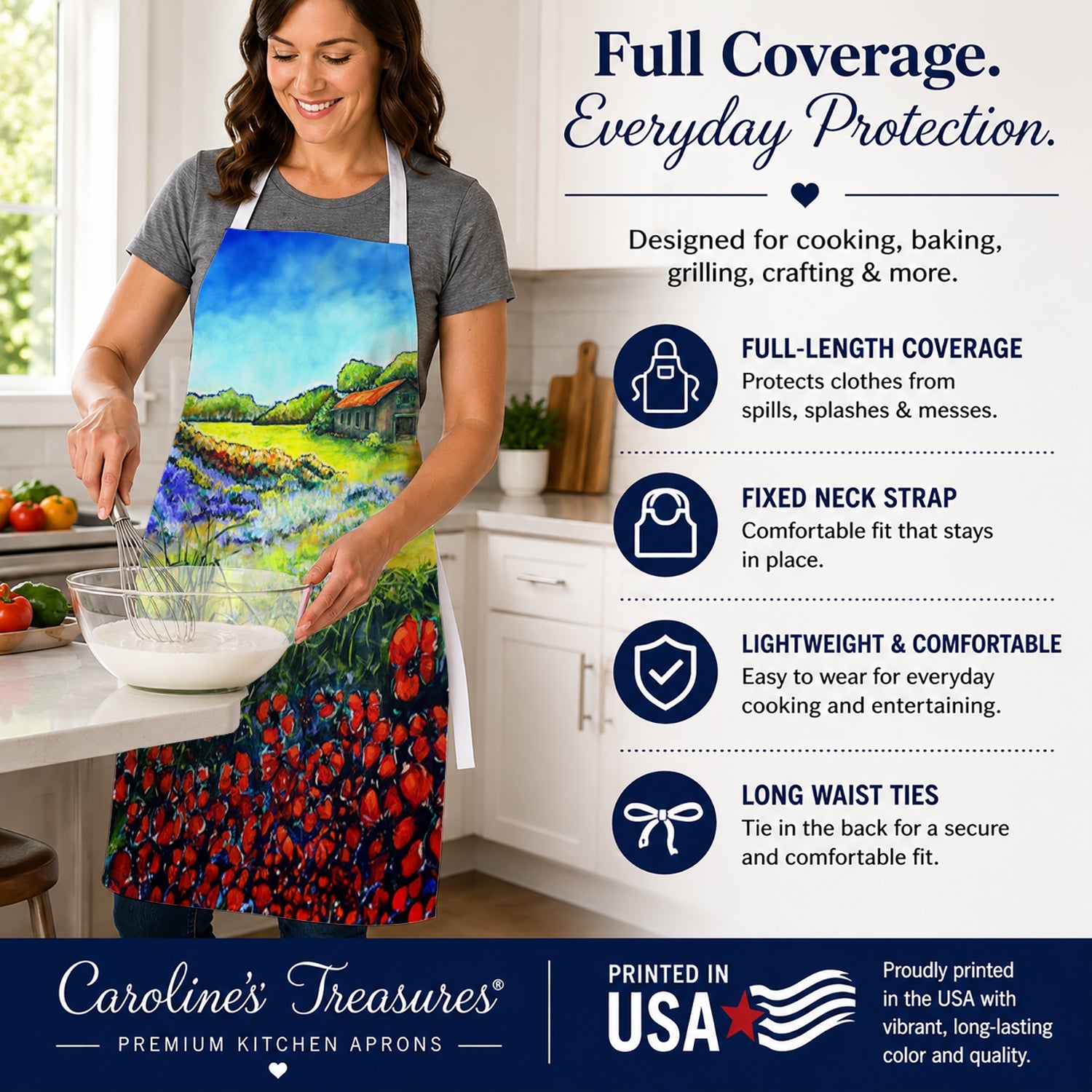 Back Home Apron Cooking Kitchen Server Baking Crafts Gardening for Adult Women Men, Unisex, Large, Multicolor