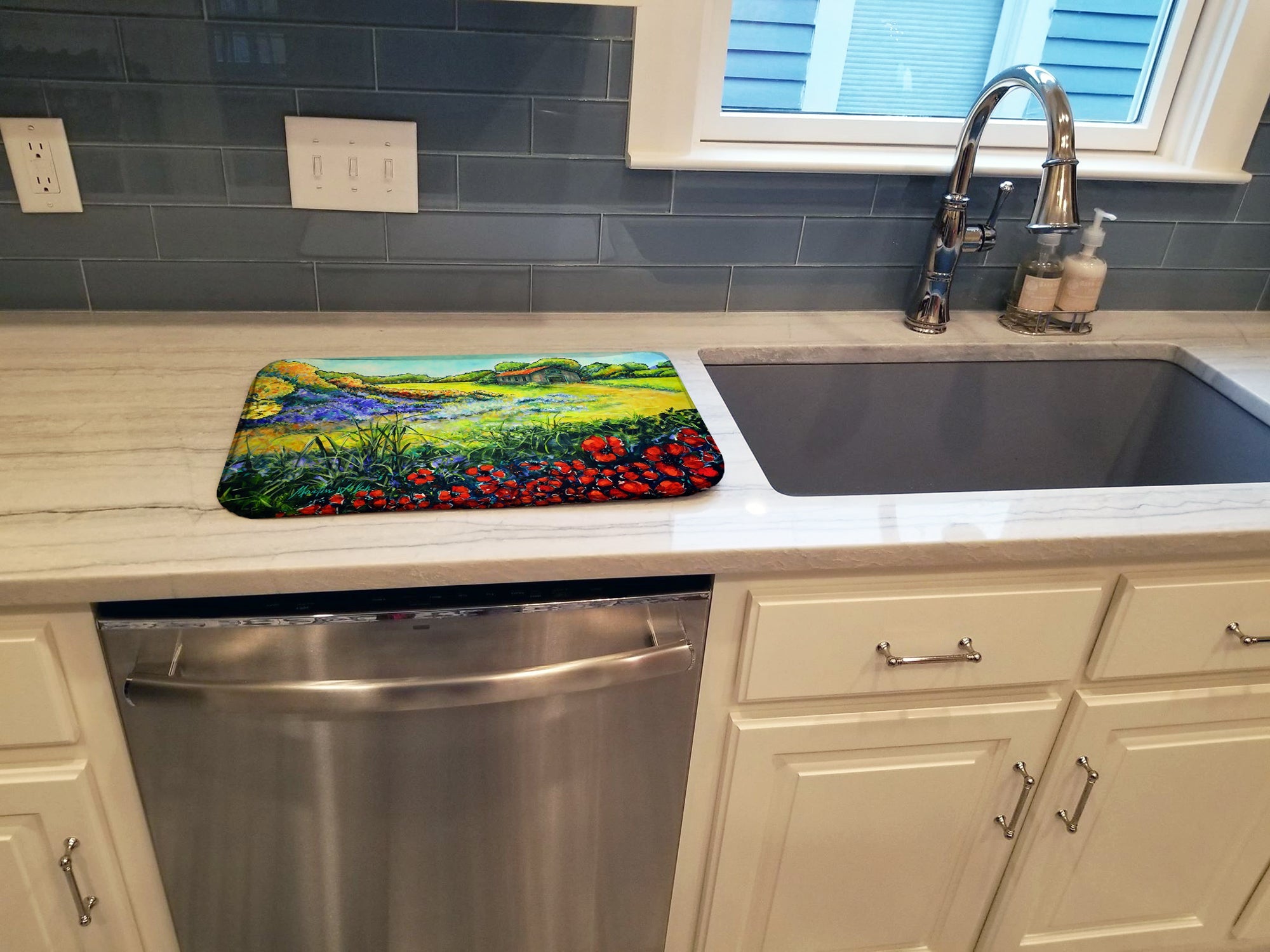 Back Home Dish Drying Mat Absorbent Dish Drying Mat Pad for Kitchen Counter Dish Drainer Mat for Countertop, 14 x 21", Multicolor