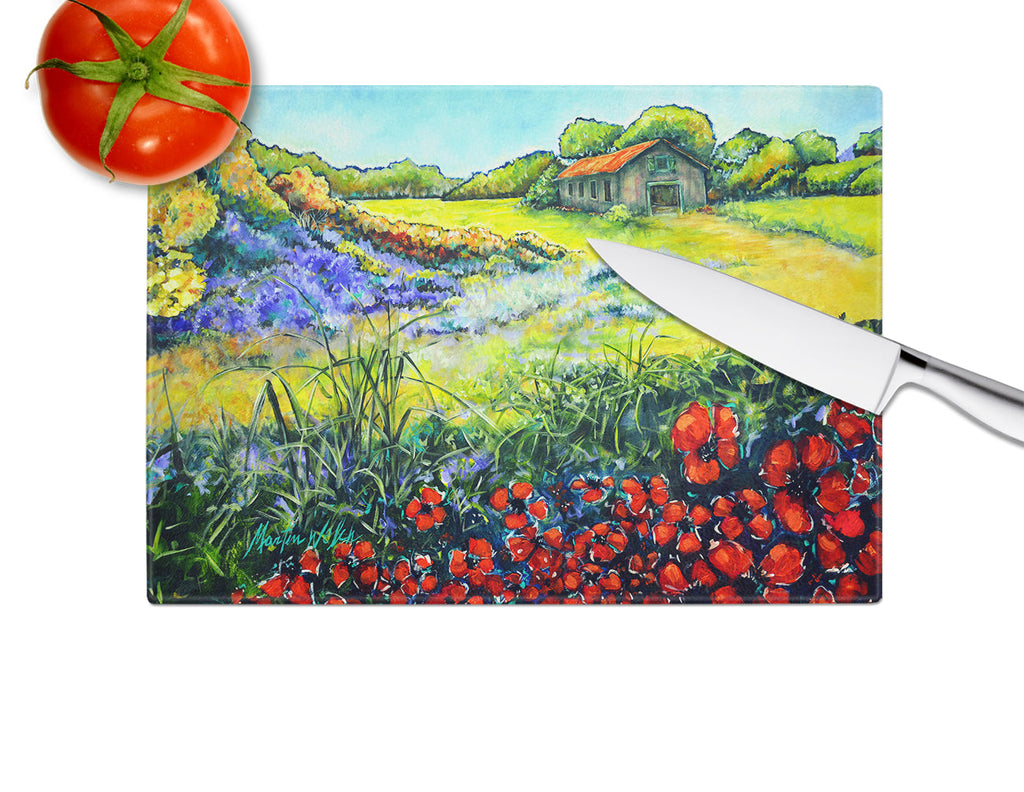 Back Home Cutting Board Tempered Glass Kitchen Cutting Surface, Heat Resistant Chopping, Non-Slip Feet, Food Prep & Serving