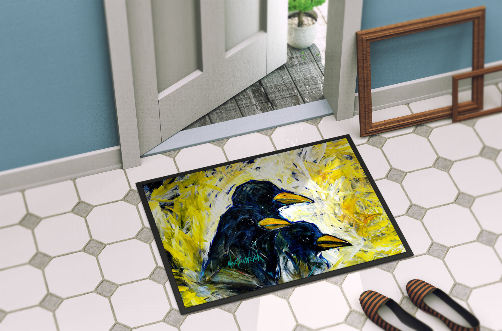 Baked In A Pie Crows Doormat Indoor Outdoor 24H X 36W Front Door Mat Rugs for Entryway, Non Slip Washable Low Pile,