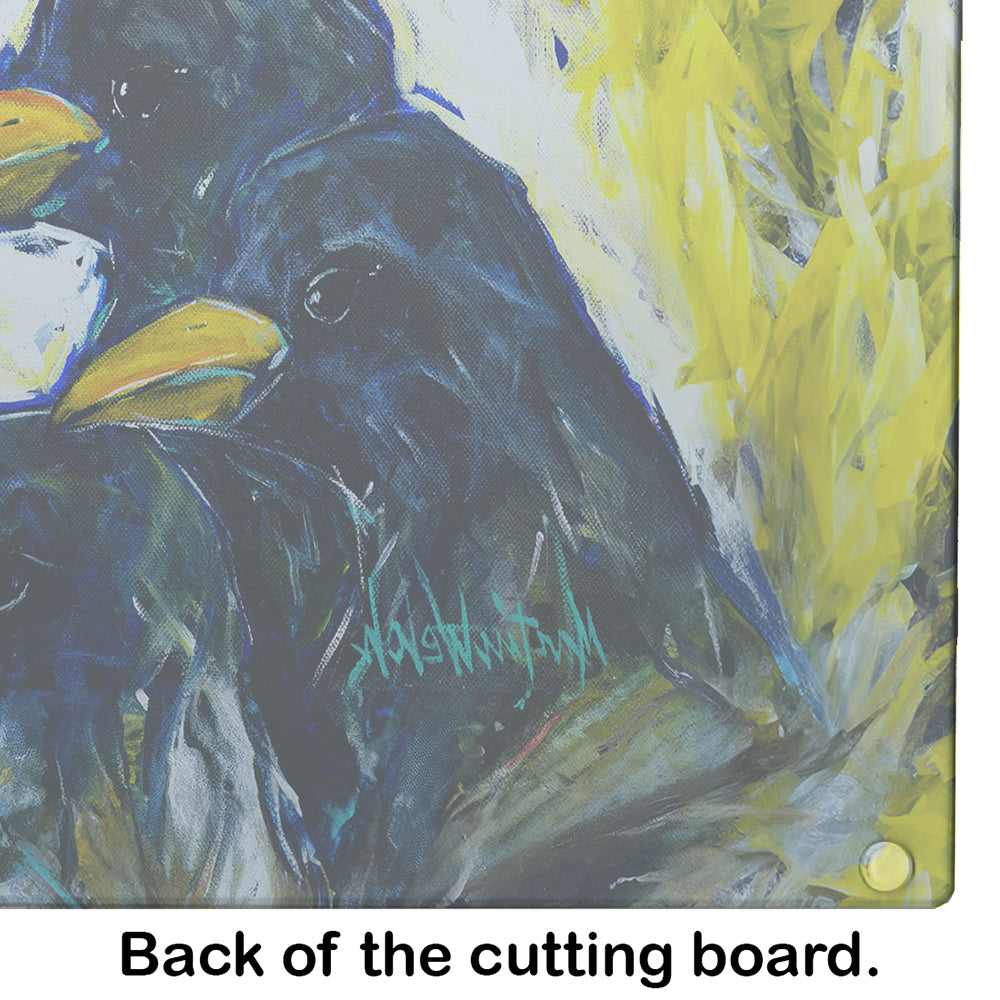 Baked In A Pie Crows Cutting Board Tempered Glass Kitchen Cutting Surface, Heat Resistant Chopping, Non-Slip Feet, Food Prep & Serving