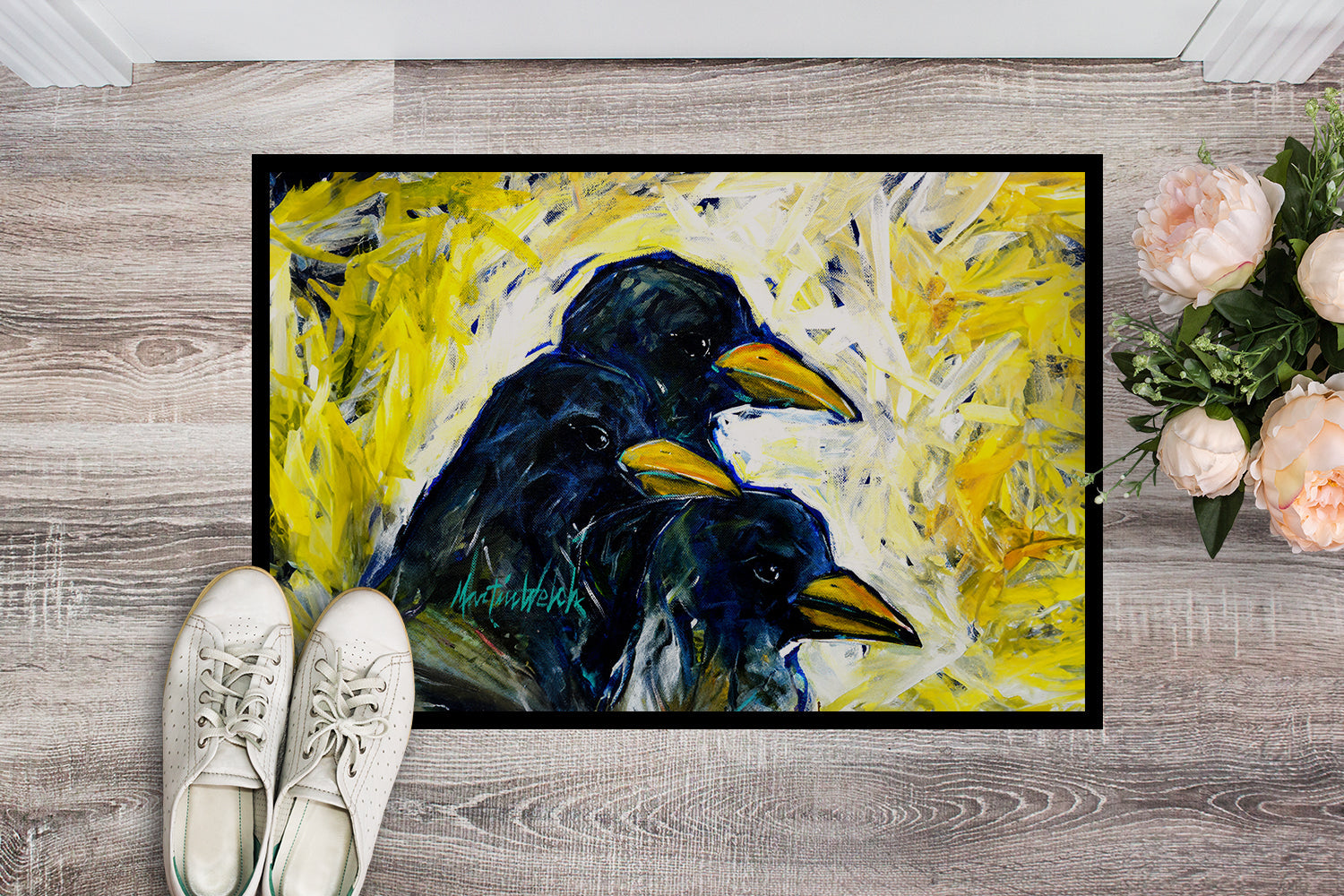 Baked In A Pie Crows Doormat Indoor Outdoor 18H X 27W Front Door Mat Rugs for Entryway, Non Slip Washable