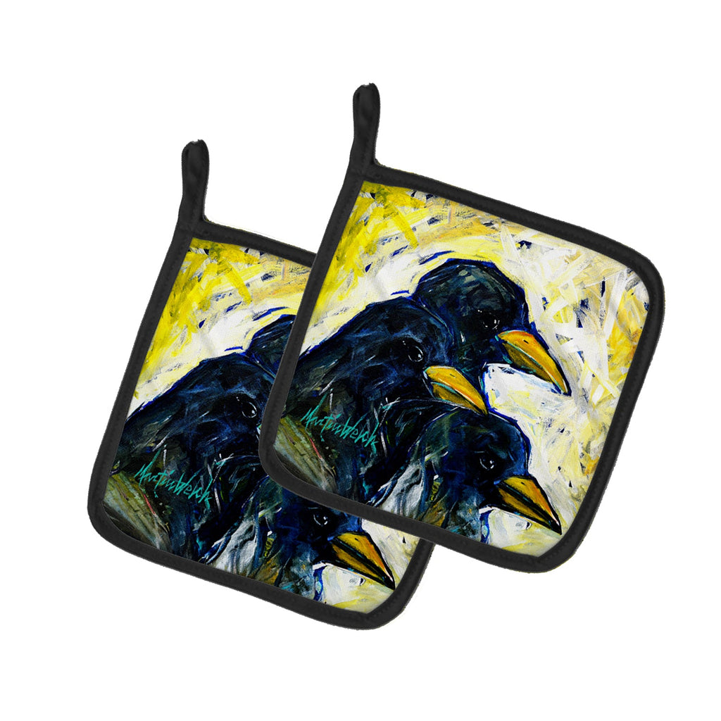 Baked In A Pie Crows Pot Holder Set of 2 Heat Resistant Quilted Hot Pads 7.5 x 7.5 Inch, Insulated Kitchen Trivets for Cooking & Baking