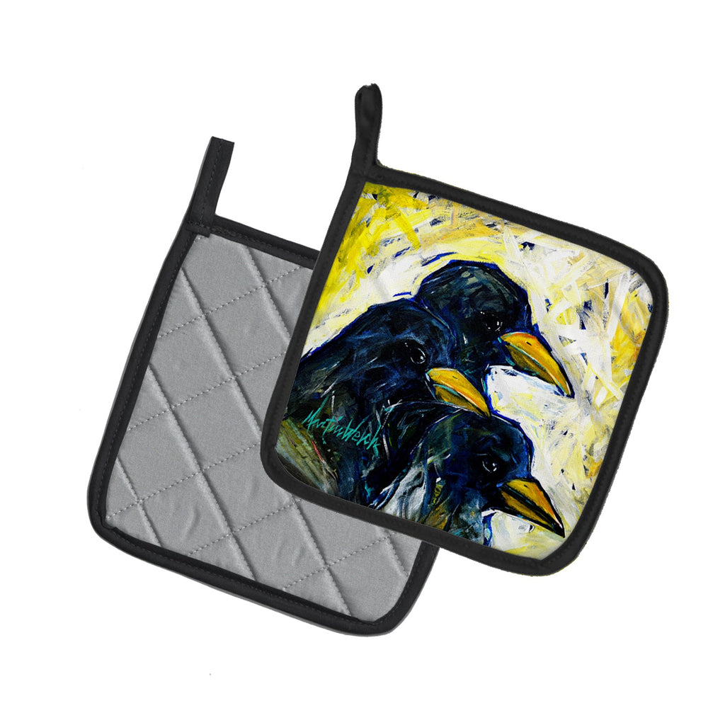 Baked In A Pie Crows Pot Holder Set of 2 Heat Resistant Quilted Hot Pads 7.5 x 7.5 Inch, Insulated Kitchen Trivets for Cooking & Baking