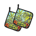 Banana Cabana Pot Holder Set of 2 Heat Resistant Quilted Hot Pads 7.5 x 7.5 Inch, Insulated Kitchen Trivets for Cooking & Baking