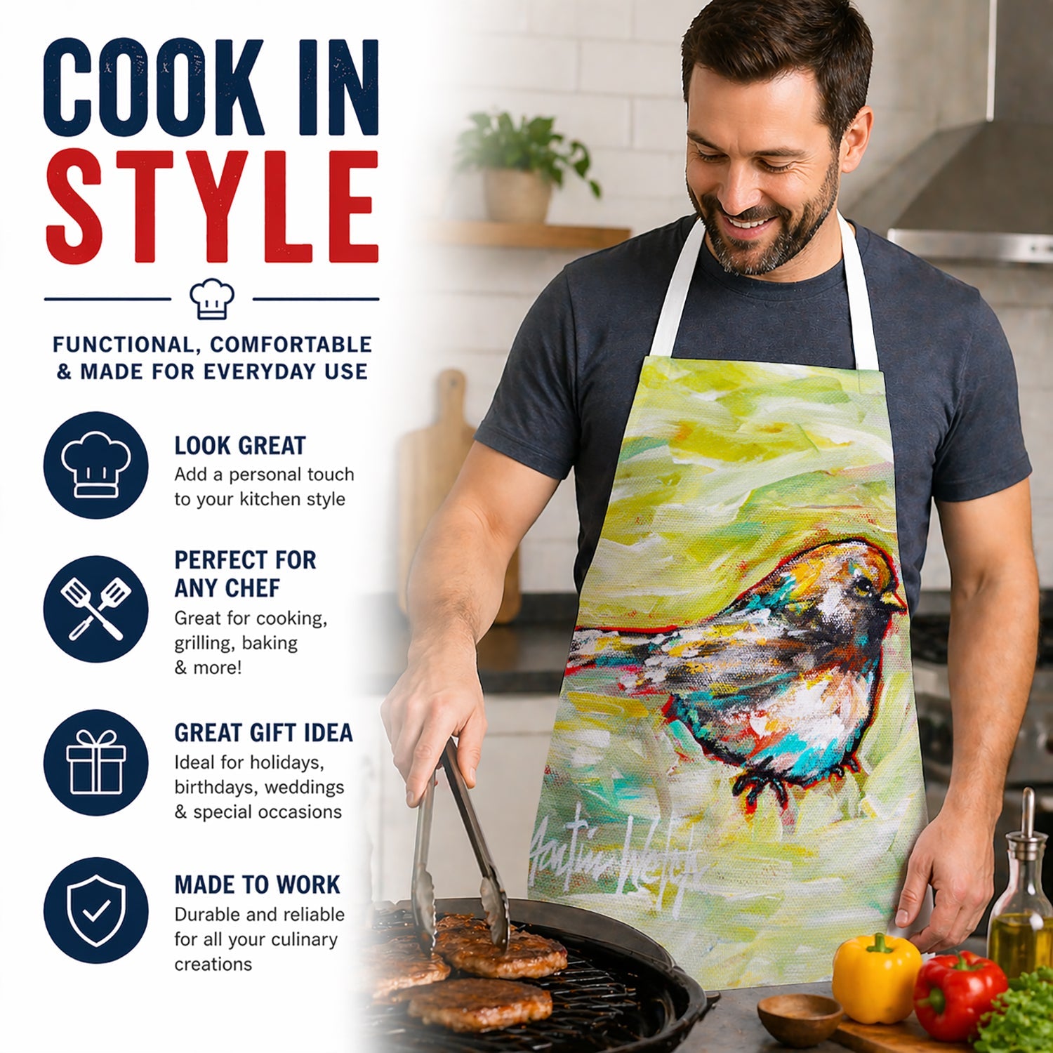 Be Winkin Apron Cooking Kitchen Server Baking Crafts Gardening for Adult Women Men, Unisex, Large, Multicolor