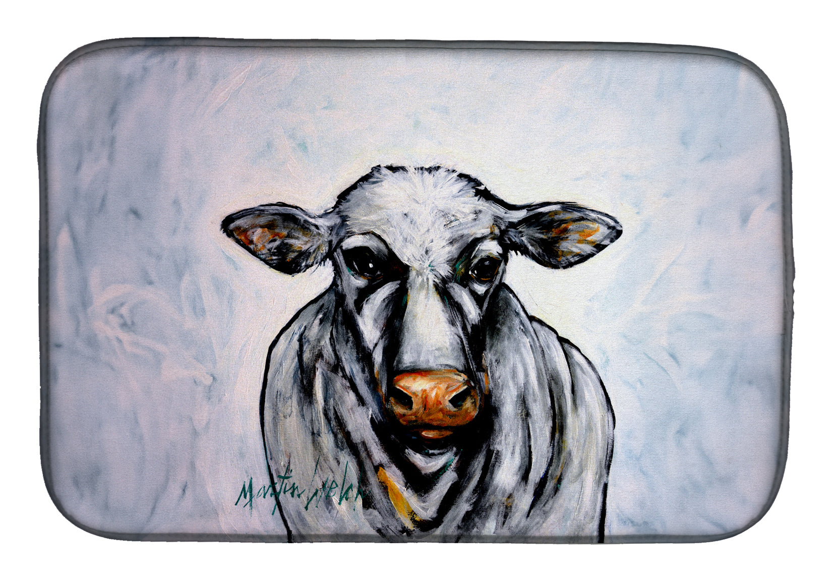 Bessie the Cow Dish Drying Mat Absorbent Dish Drying Mat Pad for Kitchen Counter Dish Drainer Mat for Countertop, 14 x 21", Multicolor