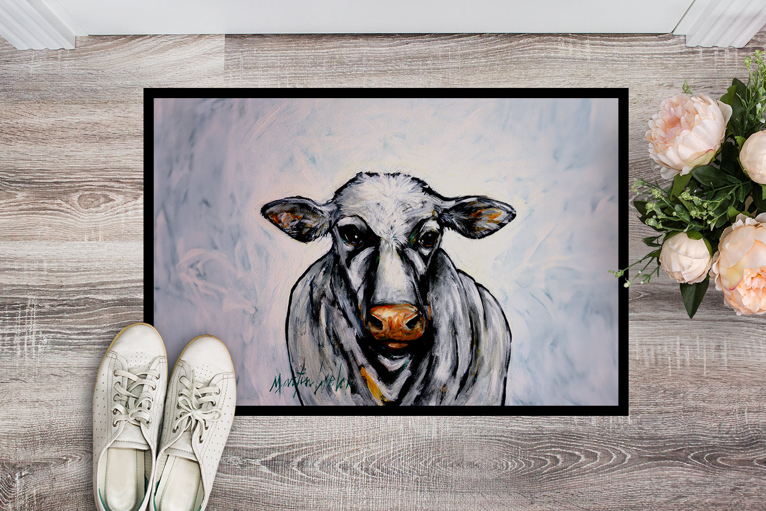 Bessie the Cow Doormat Indoor Outdoor 24H X 36W Front Door Mat Rugs for Entryway, Non Slip Washable Low Pile,