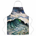 Big Blue Wave Apron Cooking Kitchen Server Baking Crafts Gardening for Adult Women Men, Unisex, Large, Multicolor