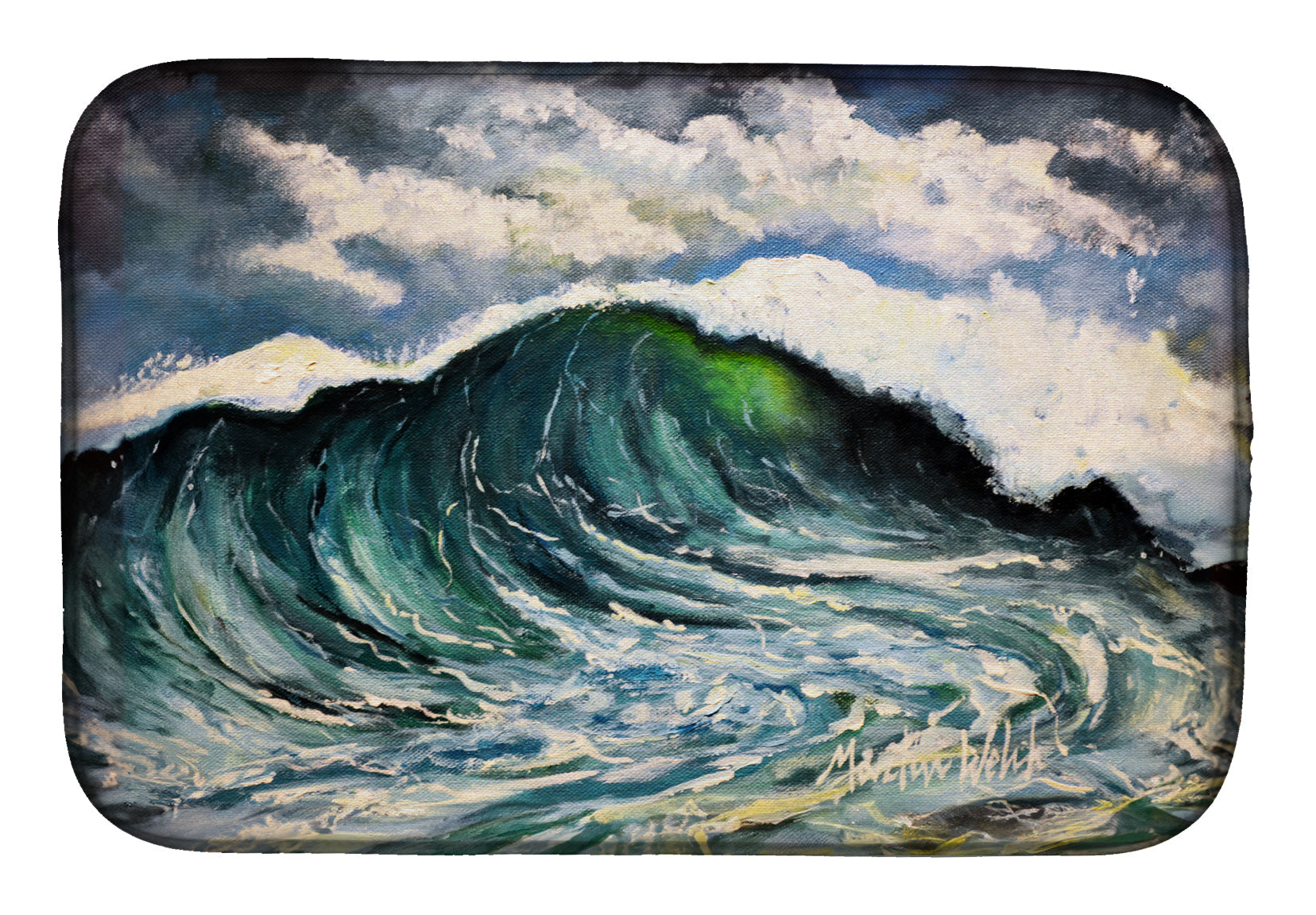 Big Blue Wave Dish Drying Mat Absorbent Dish Drying Mat Pad for Kitchen Counter Dish Drainer Mat for Countertop, 14 x 21", Multicolor