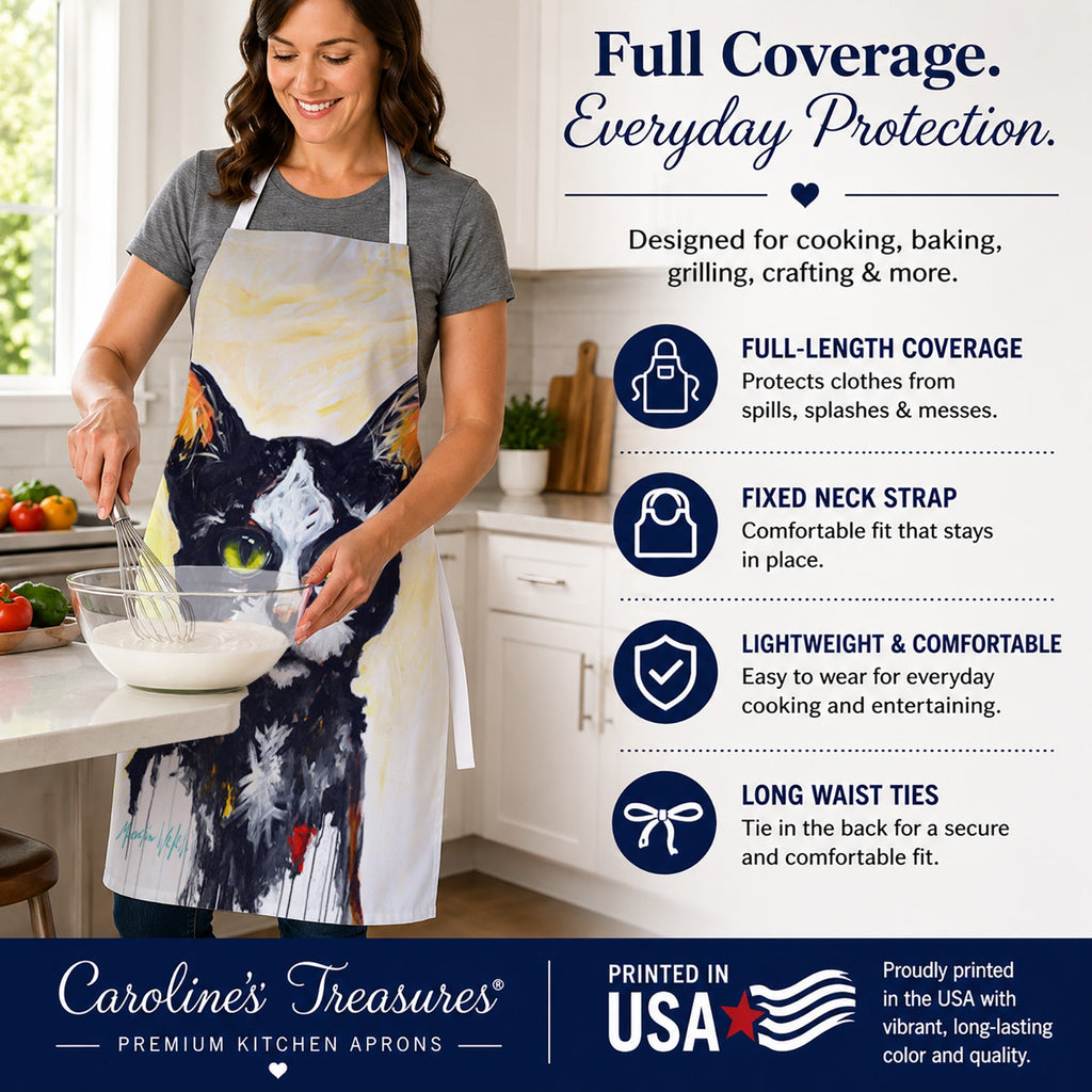 Big Kitty Cat Apron Cooking Kitchen Server Baking Crafts Gardening for Adult Women Men, Unisex, Large, Multicolor
