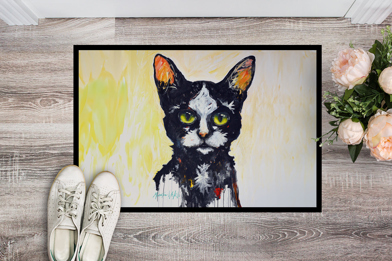 Big Kitty Cat Doormat Indoor Outdoor 24H X 36W Front Door Mat Rugs for Entryway, Non Slip Washable Low Pile,